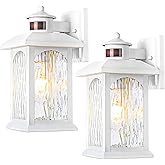 Advanced Motion Sensor Outdoor Lights 2 Packs - White Dusk to Dawn Outdoor Lighting, Anti-Rust Exterior Light Wall Mount Fixt