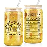 Frerdui Teacher Appreciation Gifts, Gift for Teacher's Era Women Men, Best Teacher Ever, Thank You Gift For Teachers Day Appreciation Week Birthday & Back To School- 16oz Can Glass Tumbler With Lid