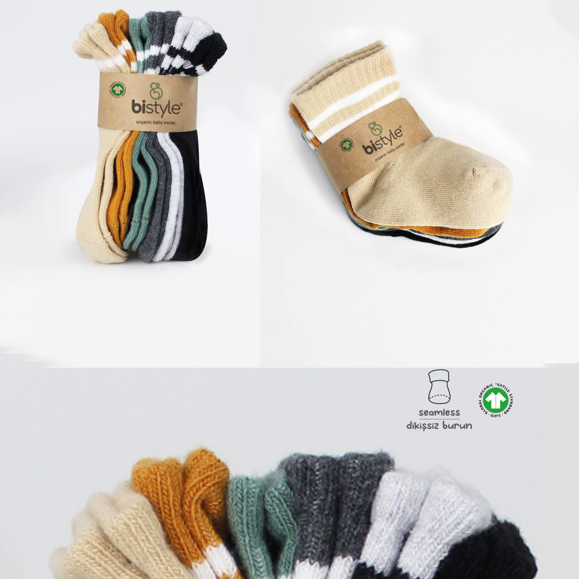 bistyle Baby Grip Ankle Socks 6 Pairs | Newborn Infant Toddlers Socks Organic Cotton | Kids Boys Girls Ankle