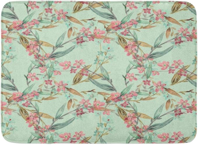 N / A Tapete De Cocina,Alfombra De Ducha,Felpudo,Flor Verde Raster