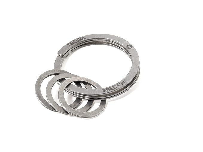 TROIKA Schlüsselring FREEKEY® System - KR15-02/ST - Patentiert - schützt beim Öffnen die Fingernägel - 3 kleine Ringe - Schlü