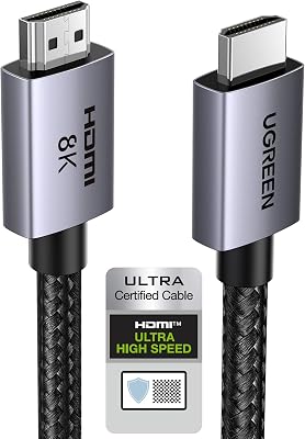 8K Câble HDMI 2.1 Certifié 10K 8K 60Hz Haute Vitesse 48Gbps (2M)