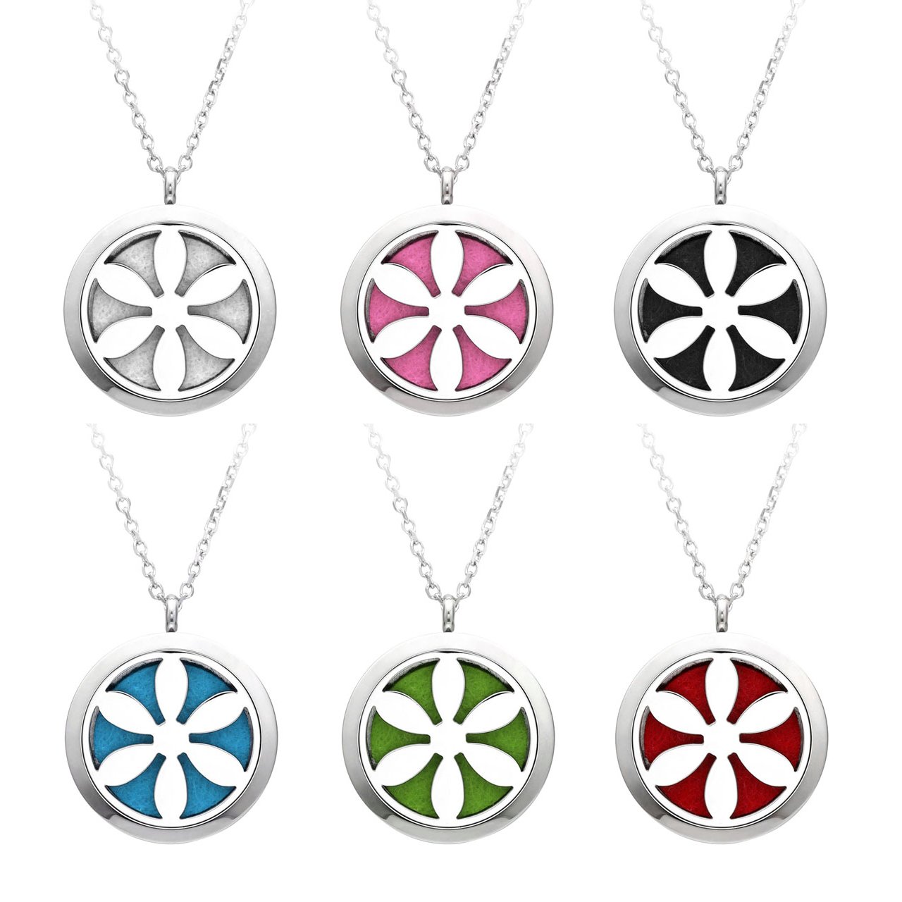 Zysta Stainless Steel Tree of Life Aromatherapy Perfume Essential Oil Fragrance Diffuser Necklace Locket Pendant w/ 6 Pads, 24 inches