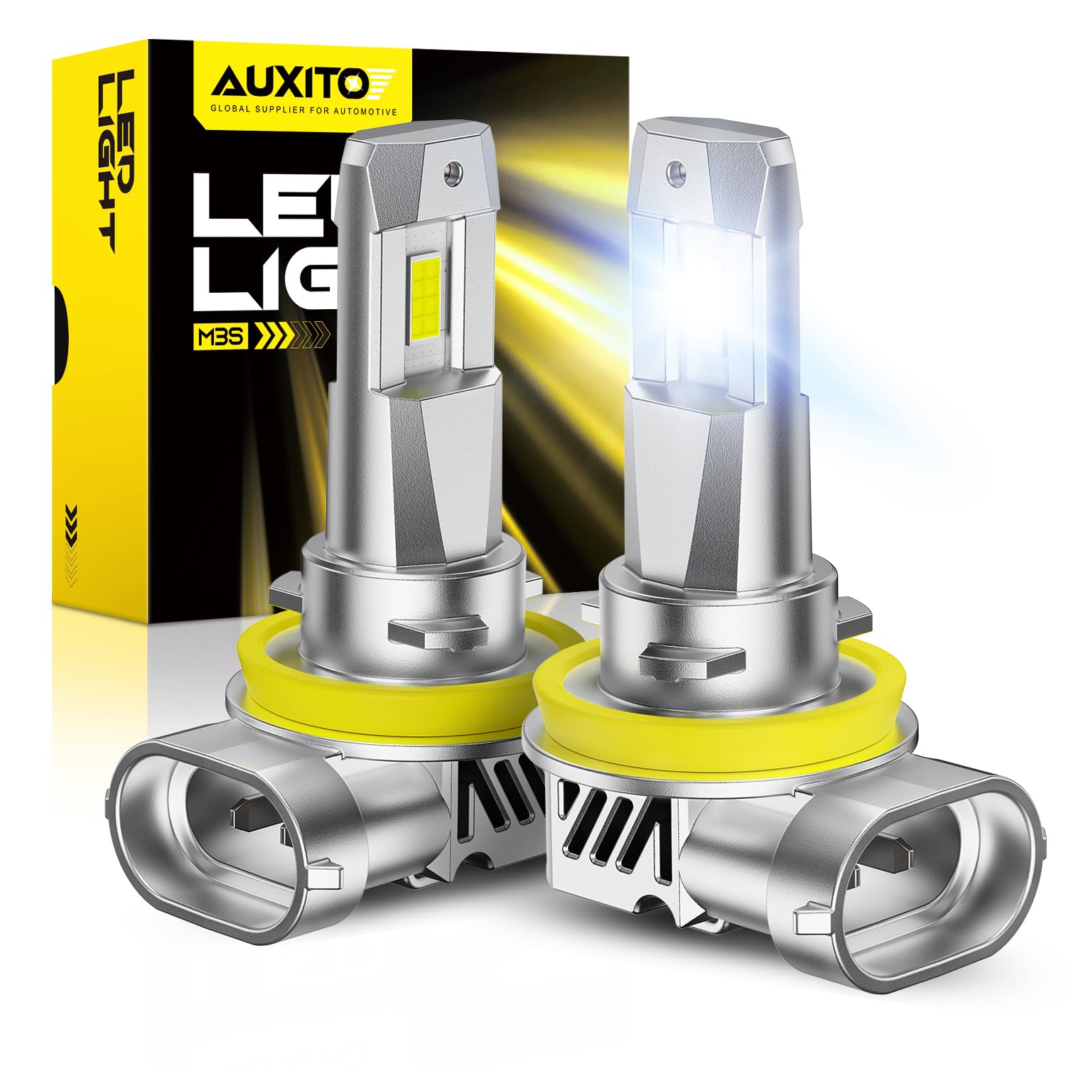 AUXITO H11/H8/H9 LED Bulbs 50,000LM 900% Brighter, 6500K Cool White, 3 Min Plug and Play Installation - Pack of 2 Image