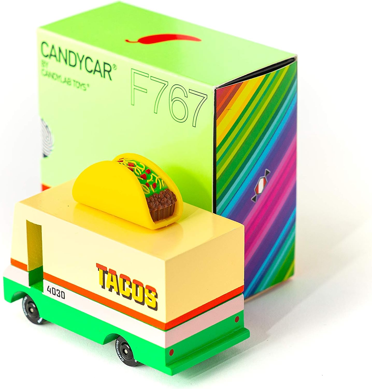 Candylab Candyvan Taco Van, Wooden Toy Vehicle, Kids Toy, Orange Wheels, 3 Years+, Food Truck Theme, Multicolor, 9.4 x 9.4 x 4.3 cm - Image 3