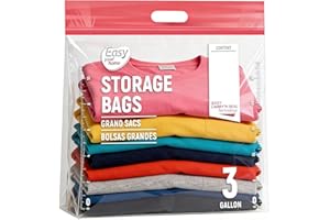 3 Gallon Zipper Lock Plastic Bags with Handle and Bottom,16"x18",Extra Large Size Reusable Storage Bag with Double Zip for Cl