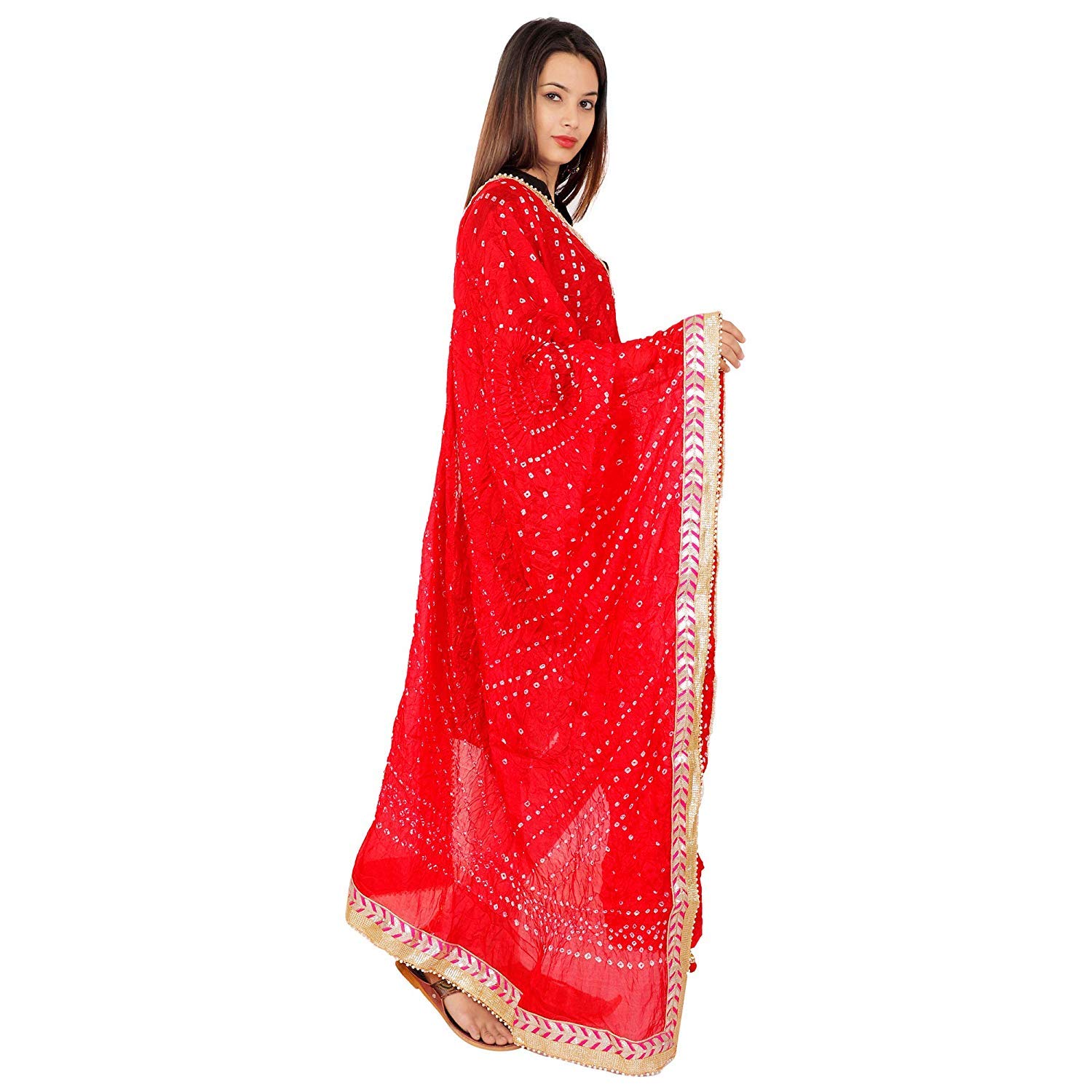 beriya fashion lifestyle art silk embellished women's dupatta bandhani bandhej jaipuri rajasthani dupatta