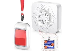 ANRAYE Pager Life Alert Call Button - Wireless Caregiver Pager Portable Alarm Call Bell Fall Alert Devices Panic Emergency Button for Elderly Assistance Smart Monitoring Ring Chime at Home
