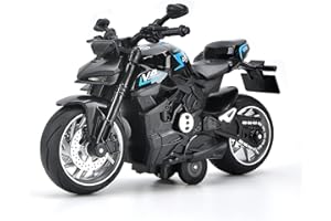 CYYSFIVQZ Pull Back Motorcycle Toys, Motorcycle Model with Light and Music, Toy Motorcycles for Boys Kids Age 3+ Year Old Christmas Party Supplies (Black)