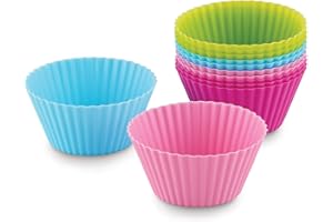 Bakelicious 73917 Silicone Bake Cups, Standard, Set of 12, Multi-Color, Multicolored, 2.75 x 2.75 x 1.25 inches