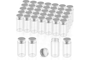 Wresty 40 Pack 30ml/1oz Glass Vials With Aluminum Screw Caps Empty Sample Bottles Container Small Glass Jars For DIY Cosmetics Art Craft Decor Jewelry Storage 30mmx70mm