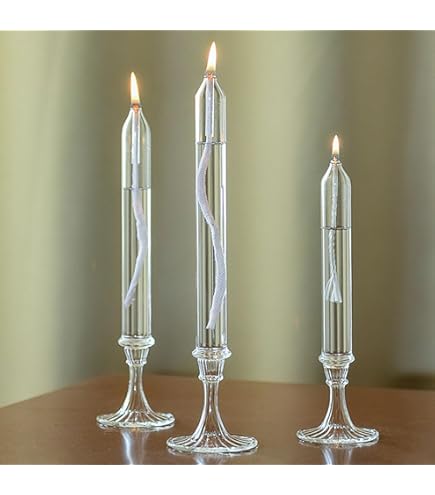 Lot 3 Lampes à Huile En Verre Transparent - Sans Fumée, Rechargeable - Hauteurs Différentes - Décoration Table Mariage, Dîner
