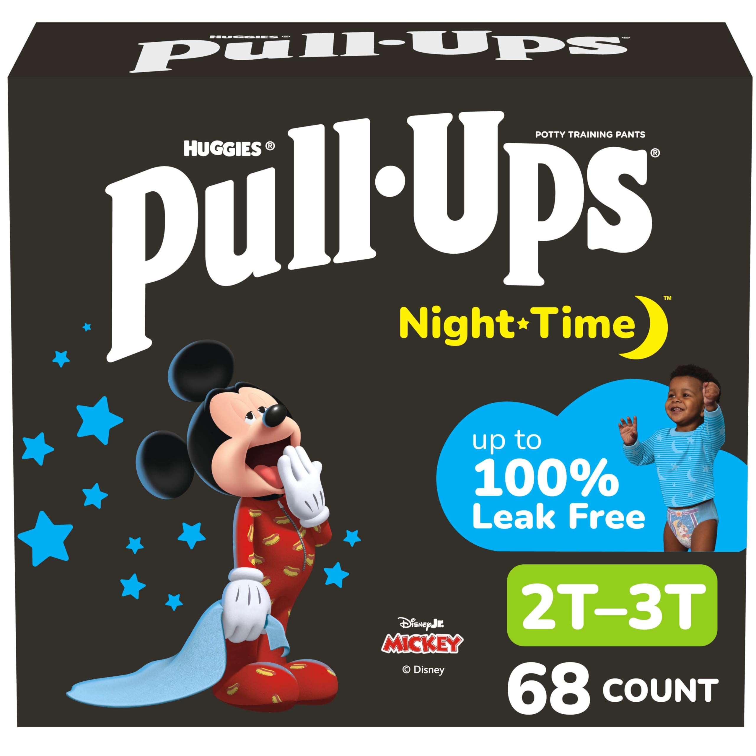 Photo 1 of Pull-Ups Boys' Night-Time Potty Training Pants, Size 2T-3T Overnight Training Underwear (16-34 lbs), 68 Ct
