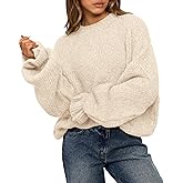 BTFBM Women's Oversized Sweater Crewneck 2025 Fall Winter Long Sleeve Fuzzy Warn Knit Pullover Sweaters Trendy Outfits