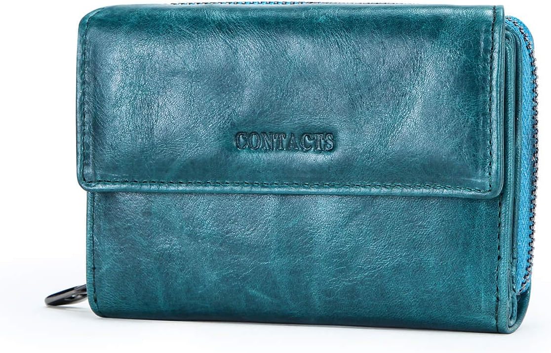 Wallet for Women, Hiram Genuine Leather Lady's Bi-fold Wallet Multiple ID Credit Cards Slots, Coin Purse Pouch Wallet for Women and Ladies(Red)