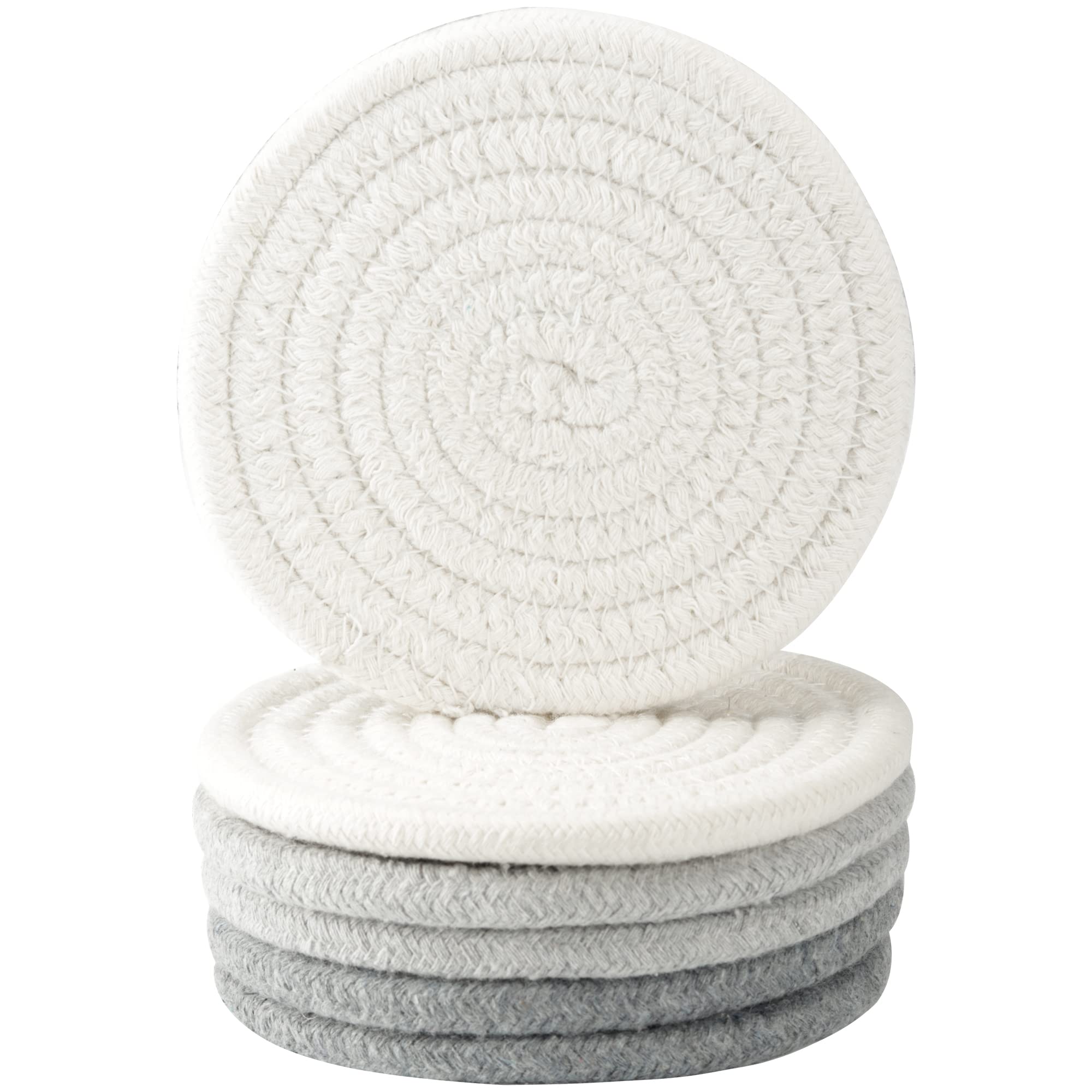 6/8 Pcs Vintage Round Woven Coasters，Absorbent & Heat-Resistant for Home Coffee Table Desk Cups Tabletop Protection，Boho Decor for Living Room, Birthday Gifts for Women — image 1