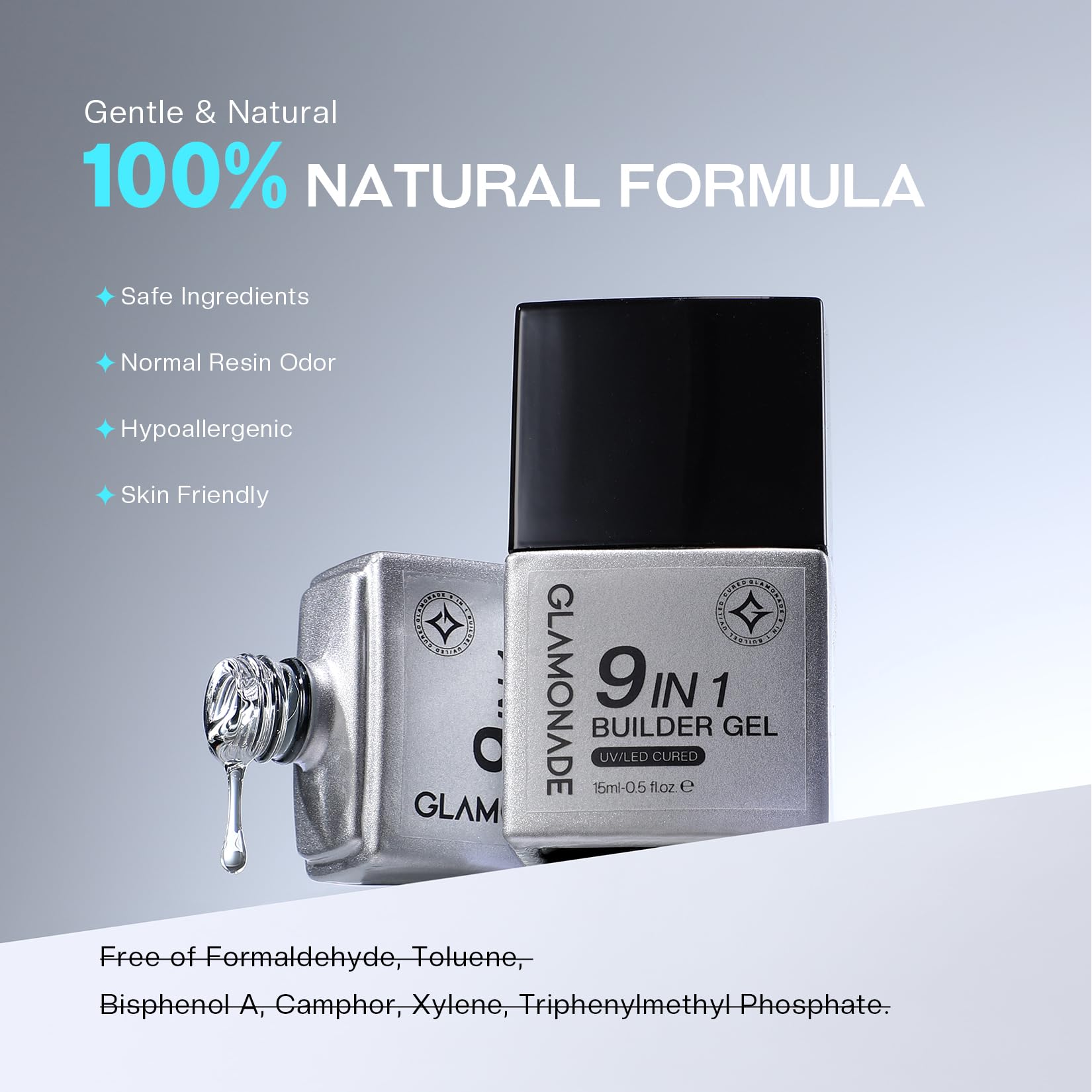 Glamonade Clear Builder Gel for Nails: 9 in 1 U V LED Lamp Cured Color Builder Nail Gel Strengthener Thickening Extension Sculpting Rhinestone Nail Glue Gel for Home Salon - Image 7