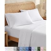 California Design Den 100% Organic Cotton King Size Sheets Set, White | GOTS Certified, Lightweight Crisp &amp; Airy Percale For Hot Sleepers, 15" Deep Pocket, All-around Elastic, Easy Care
