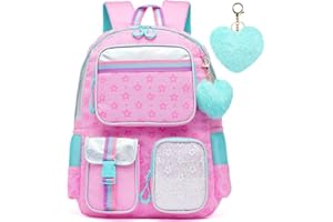 Meetbelify Pink Aesthetic Backpack for Elementary School Girls, 8-10