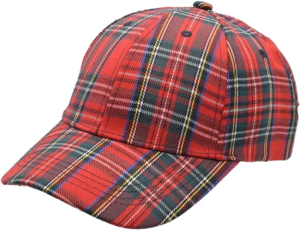 Union Jack Wear Red Tartan Baseball Cap. Scotland Baseball Cap Adult