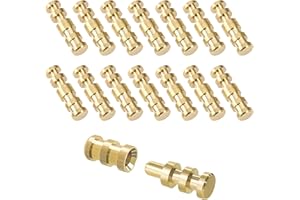 MEWUTHEDE Brass Table Leaf Dowel Pin, 15pcs Table Bolt Sleeve Connectors Table Top Leaf Alignment Pins Drawer Cabinet Buckle Extension Tables Hardware Accessories