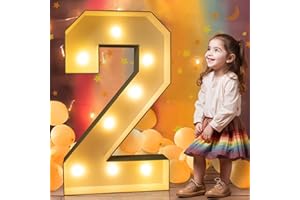 LEDIDO 3FT Marquee Light Up Numbers, Large Marquee Numbers for Party Decoration, Mosaic Numbers for Birthday, Light Up Large Block Numbers for Baby Shower Wedding Decor, Pre-Cut Frame Light Up Number 2