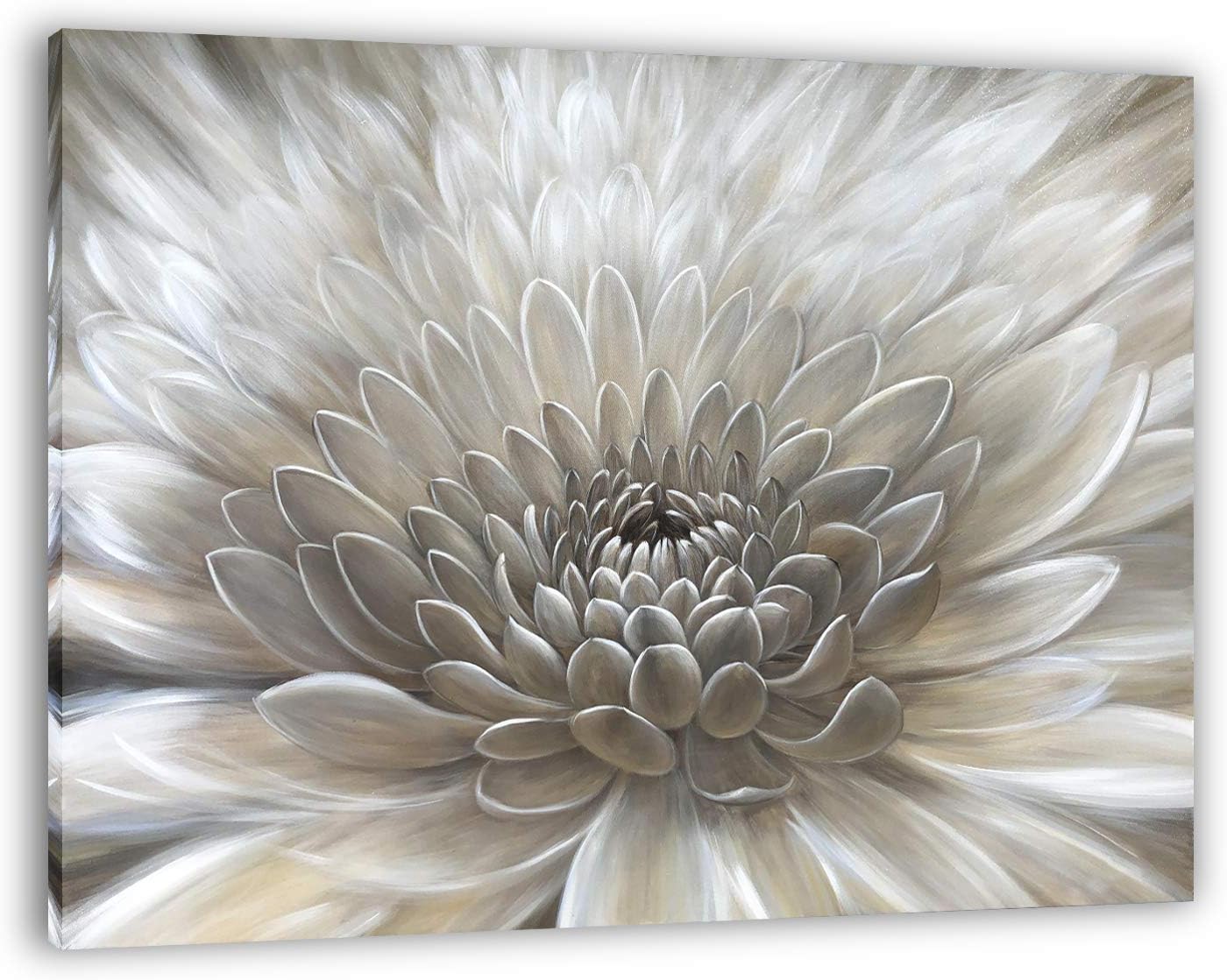 Paintings - Yihui Arts Wall Art Botanical Pictures White Flowers Oil Painting Floral Artwork on Wrapped Canvas for Living Room Decoration