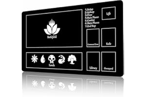 AIRCBC MTG Playmat Stitched with Magic Zone Non-Slip Rubber Backing Printing Commander Board Game Desk Mat Duel Mat TCG PTCG Playmat 24x14 inches and Free Storage Bags (Black)