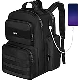 MATEIN Lunch Backpack for Men Work, 15.6 Inch Tactical Backpack with Lunch Compartment, Large Laptop Backpacks with Insulated Cooler Bag for Travel Beach Camping Picnic Hiking, Black