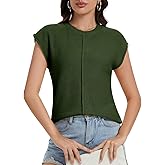 MORROWIND Womens Summer Cap Sleeve Tops Trendy Crew Neck Loose Knit Sweater Vest Spring Fall Casual Pullover Shirt Tank Top