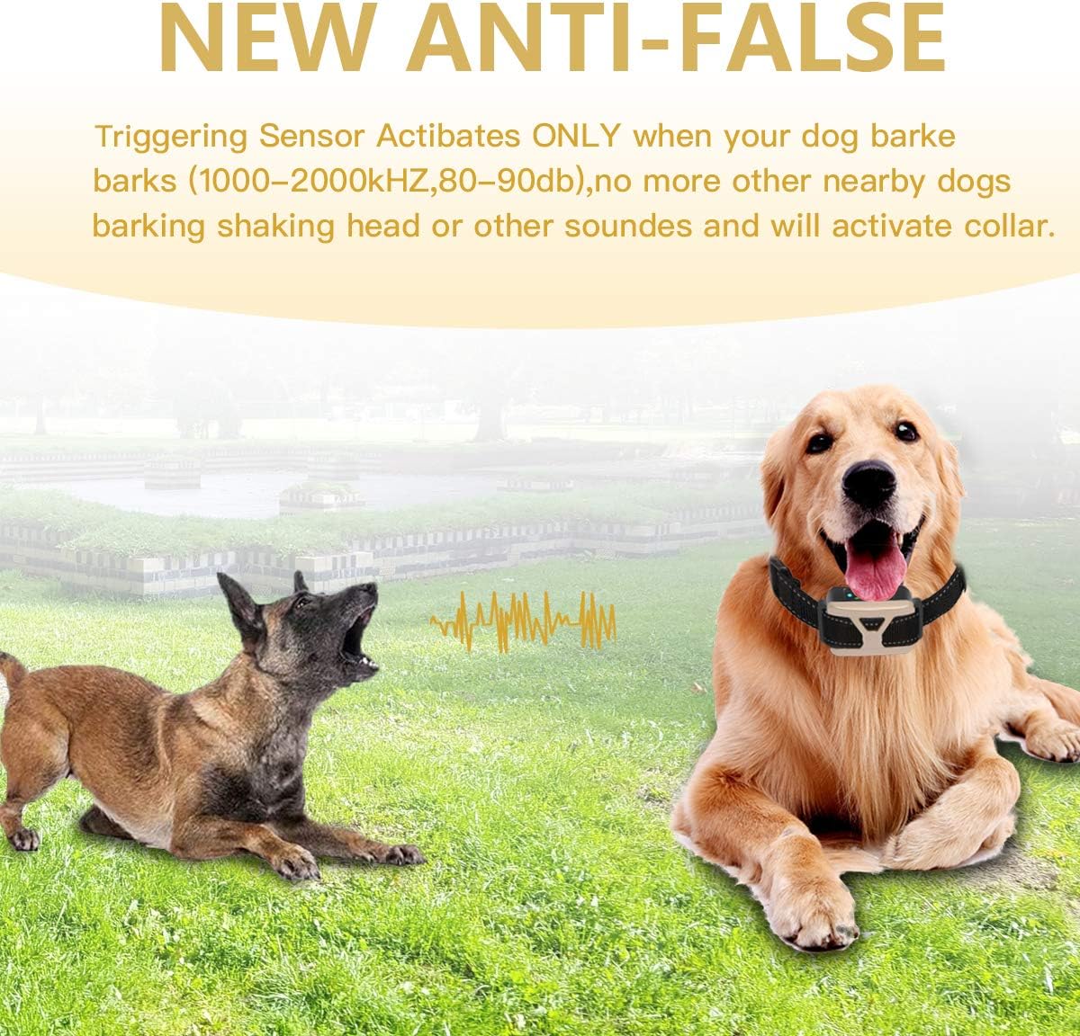 Dog Bark Collar -5 Adjustable Sensitivity and Intensity Levels-Dual Anti-Barking Modes Rechargeable/Rainproof/Reflective -No Shock Barking Control Dog Collar for Small Medium Large Dogs : Kitchen & Dining