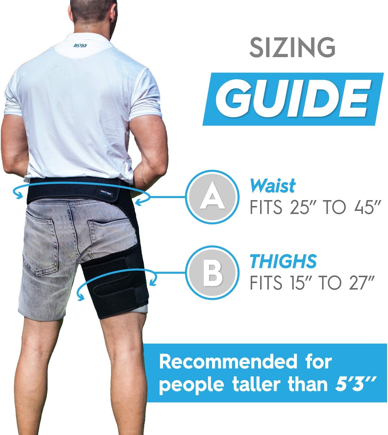 Groin Support and Hip Brace for Men & Women- Compression Wrap for Thigh Quad Hamstring Joints Sciatica Nerve Pain Relief Zenkeyz Leg Strap: Sports & Outdoors