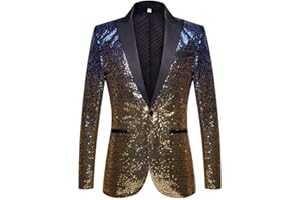 PYJTRL Men Fashion Gradual Change Color Sequins Suit Jacket