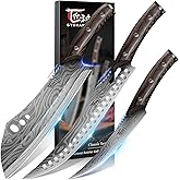 SYOKAMI Butcher Knife Set, 3 PCS Kitchen Knife for Meat Cutting, Cleaver, Breaking & Boning Knife, Japanese Style High Carbon