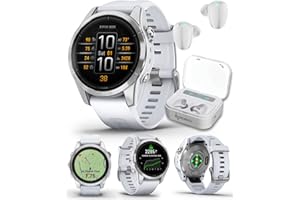 Wearable4U - Garmin epix Pro (Gen 2), 42mm, High Performance Smartwatch, Advanced Training Technology, Built-in Flashlight, Whitestone with White Earbuds Bundle
