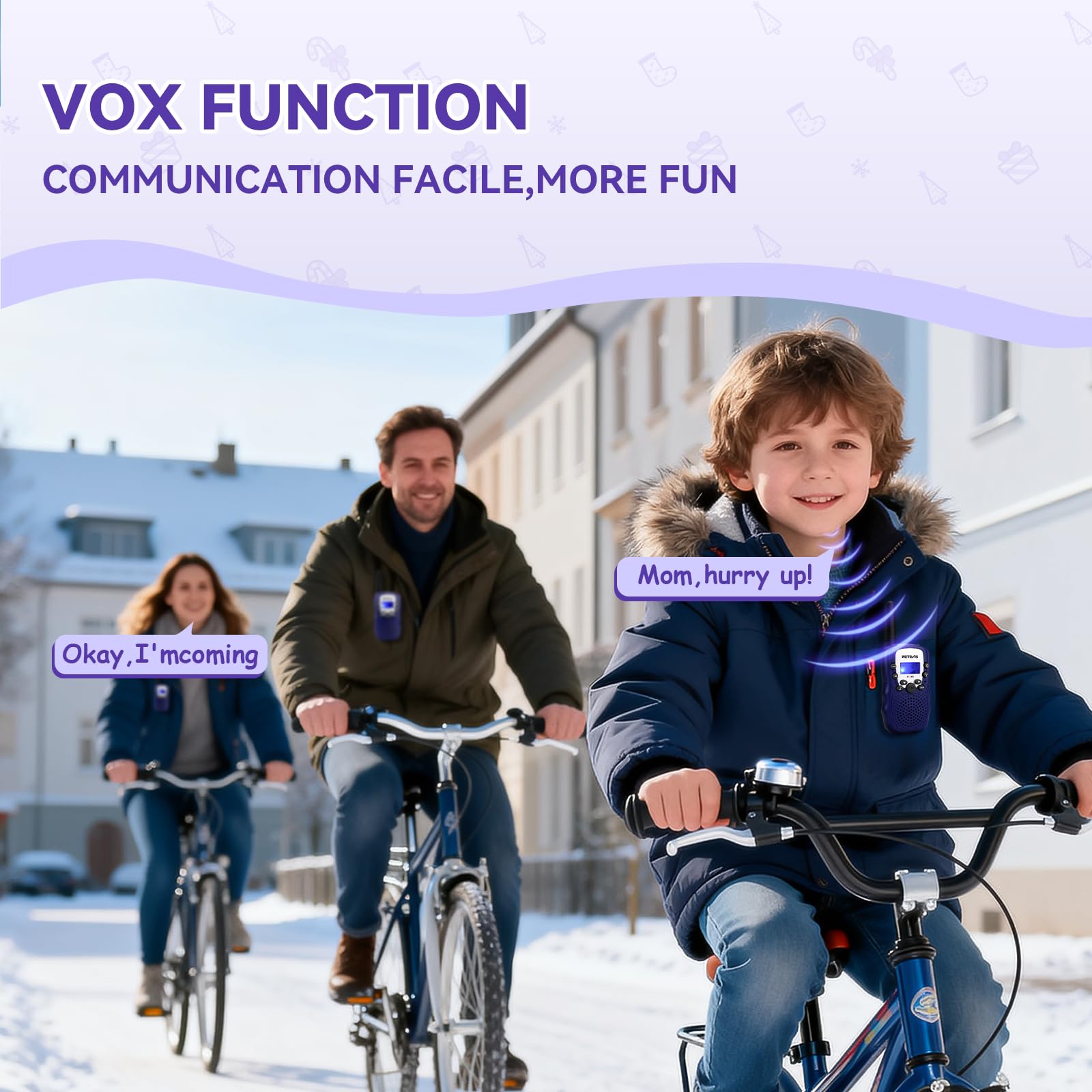 Retevis RT388 Walkie Talkie Kinder, Spielzeug Kinder mit Taschenlampe, Funkgeräte ab 4-12 Jahre, Weihnachten Geschenke Junge Mädchen für Familienspiel, Abenteuer (1 Paar, Dunkelblau) 7