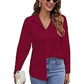 WSSVNP Women’s Button Down Shirts Long Sleeve Casual Collared Blouses Wrinkle-Free Work Office Chiffon Top