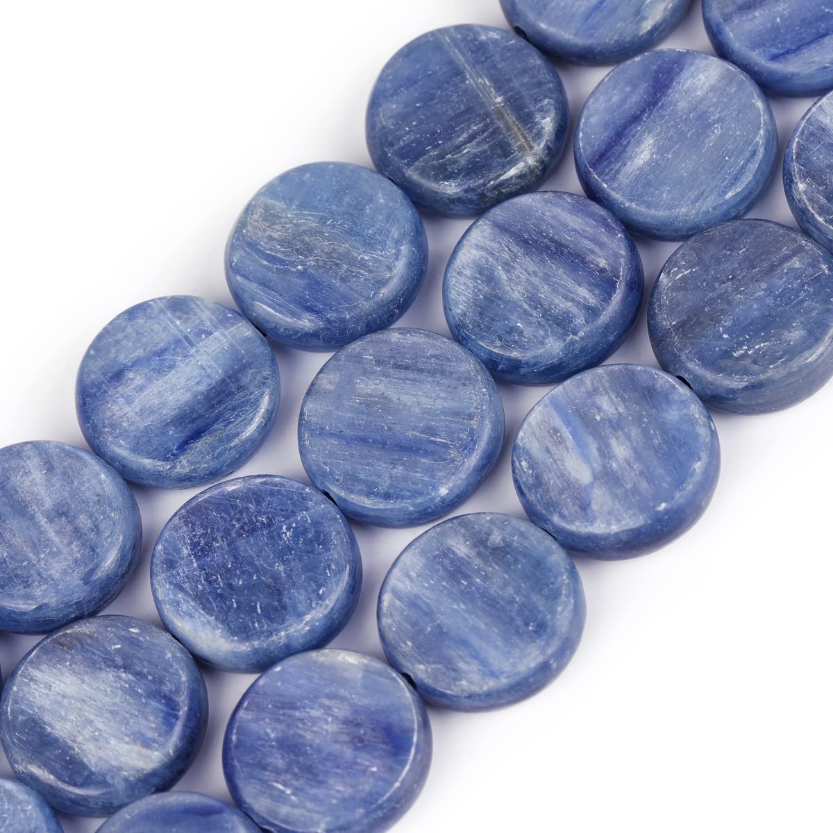 Sweet & Happy Girl's Store 14mm Coin Blue Kyanite Gemstone Beads Strand 15 Inch,Jewellery Making Beads