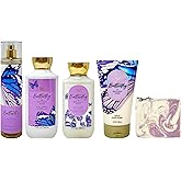 Bath & Body Works Butterfly 4 Piece Set - Fragrance Mist, Body Wash, Body Lotion and Body Scrub - with a Lavender Dreams Bar Soap - Full Size