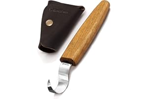 BeaverCraft Hook Knife Wood Spoon Carving Tools SK1S – Spoon Carving Knife High Carbon Steel - Whittling Knives with Leather 