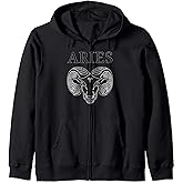 Aries Astrology Large Ram Zodiac Sign With Aires Name Zip Hoodie
