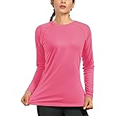 isnowood Women's Sun Protection Long Sleeve Shirts, UPF 50+ UV Rash Guard Swim Shirt, Workout Hiking Running Athletic Tops