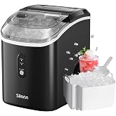 Nugget Ice Maker Countertop, Silonn Chewable Pellet Ice Machine with Self-Cleaning Function, 36lbs/24H Portable Ice Makers for Home Kitchen Office, Black