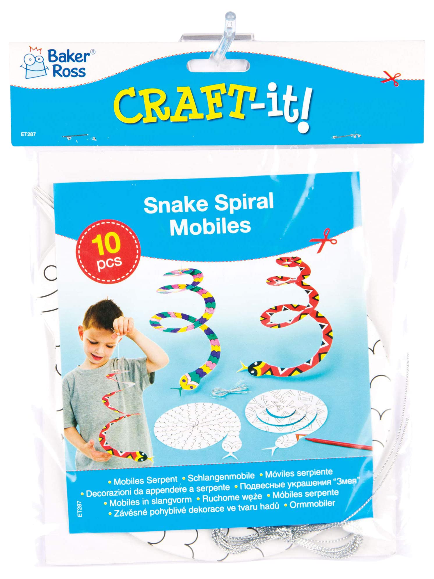 Baker Ross ET287 Spiral Snake Mobiles (Pack of 10), White