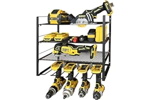 HAVEDAWN Power Tool Organizer, 4 Layers Alloy Steel Storage Rack, Large Capacity Wall Mount Drill Rack, Heavy Duty for Garage Guarantee