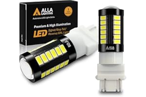 Alla Lighting 2800lm T25 3156 3157 LED Bulbs, White Reverse/Signal/Brake Tail/DRL Lights 4114 3056 4057 4157 3457K 3057 6000K Xenon Xtreme Super Bright 12V 5730 33-SMD Upgrade