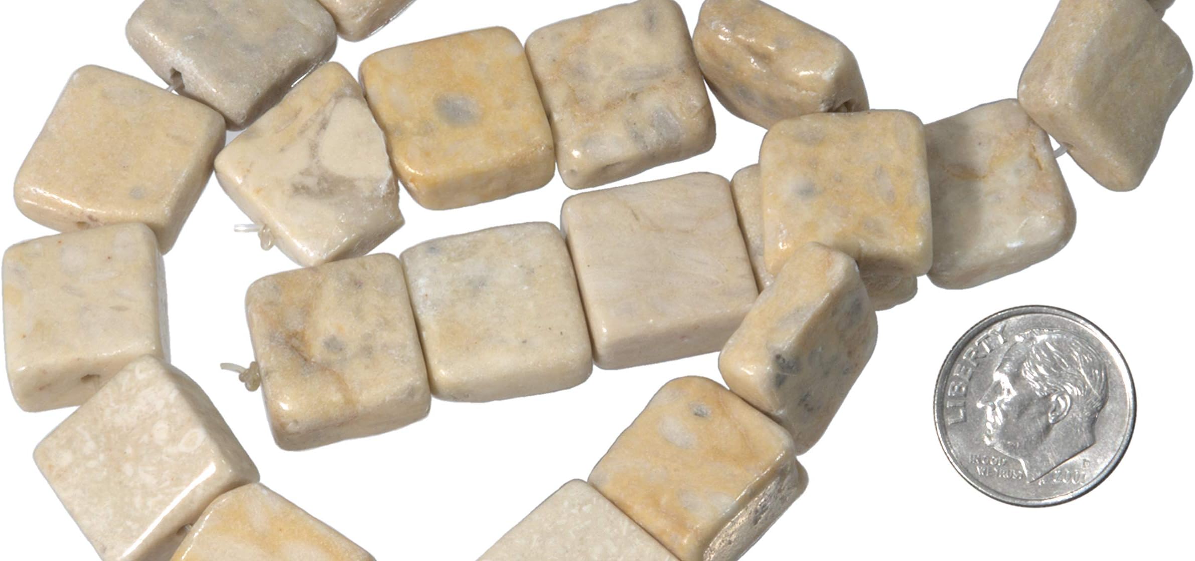 Beads, Genuine Gemstone Riverstone (coated) 15x15mm - 12pcs