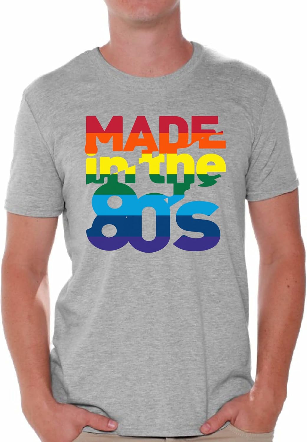 Awkward Styles Men's Made in The 80's Rainbow T Shirt Tops Birthday Gift Idea