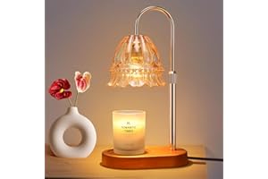 x-vesolje Candle Warmer Lamp with Timer/Dimmer/ 2 Bulbs, Height & Brightness Adjustable, Wood Base Electric Wax Melter for Jar Candles, Vintage Home Decor Lamp, Birthday Gifts for Women, Mom (Flower)