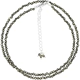 NJCRAFT Natural Gemstone Faceted Beaded Necklace for Woman| Silver Plated Gem-stone Necklace | Beads 2–3 mm | Adjustable Chain 16+2 Inch